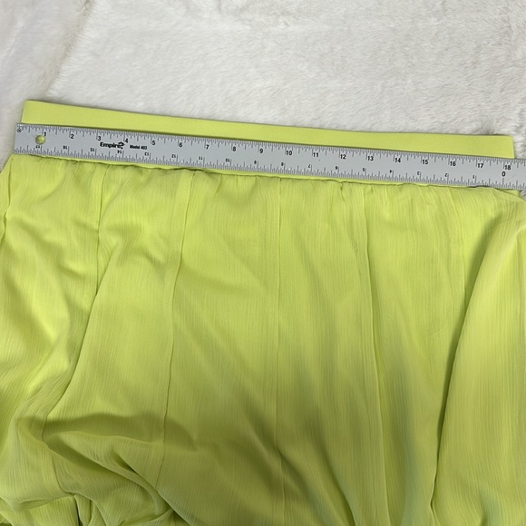 Ruby Rd. Lime green sheer lined elastic waist flowy A-line full skirt maxi large - Picture 6 of 6